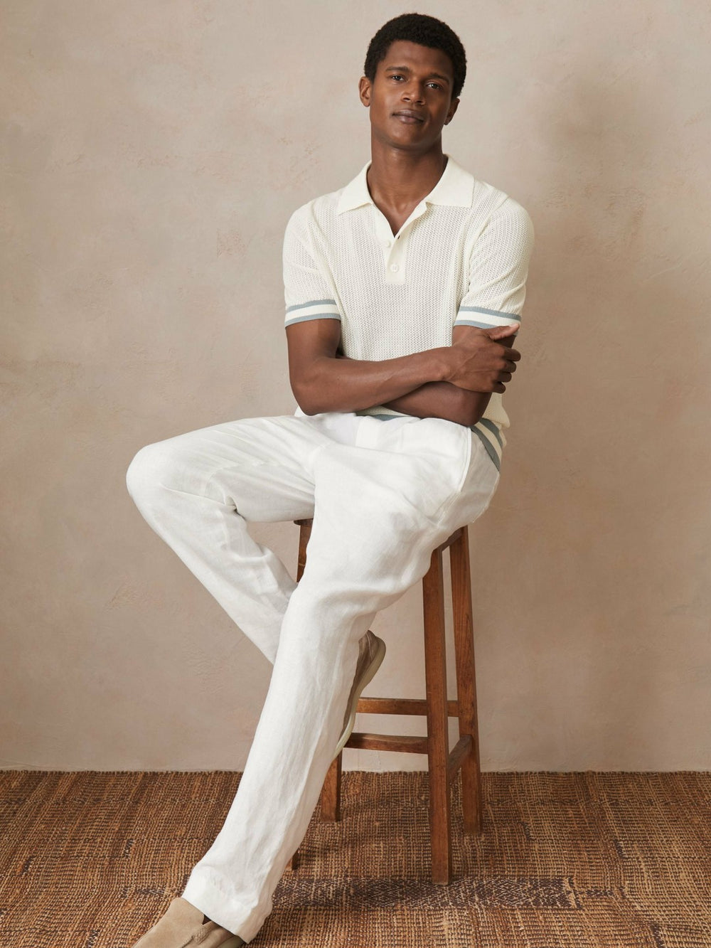 | Ché Cotton Knit Polo Shirt in White | Reiss US