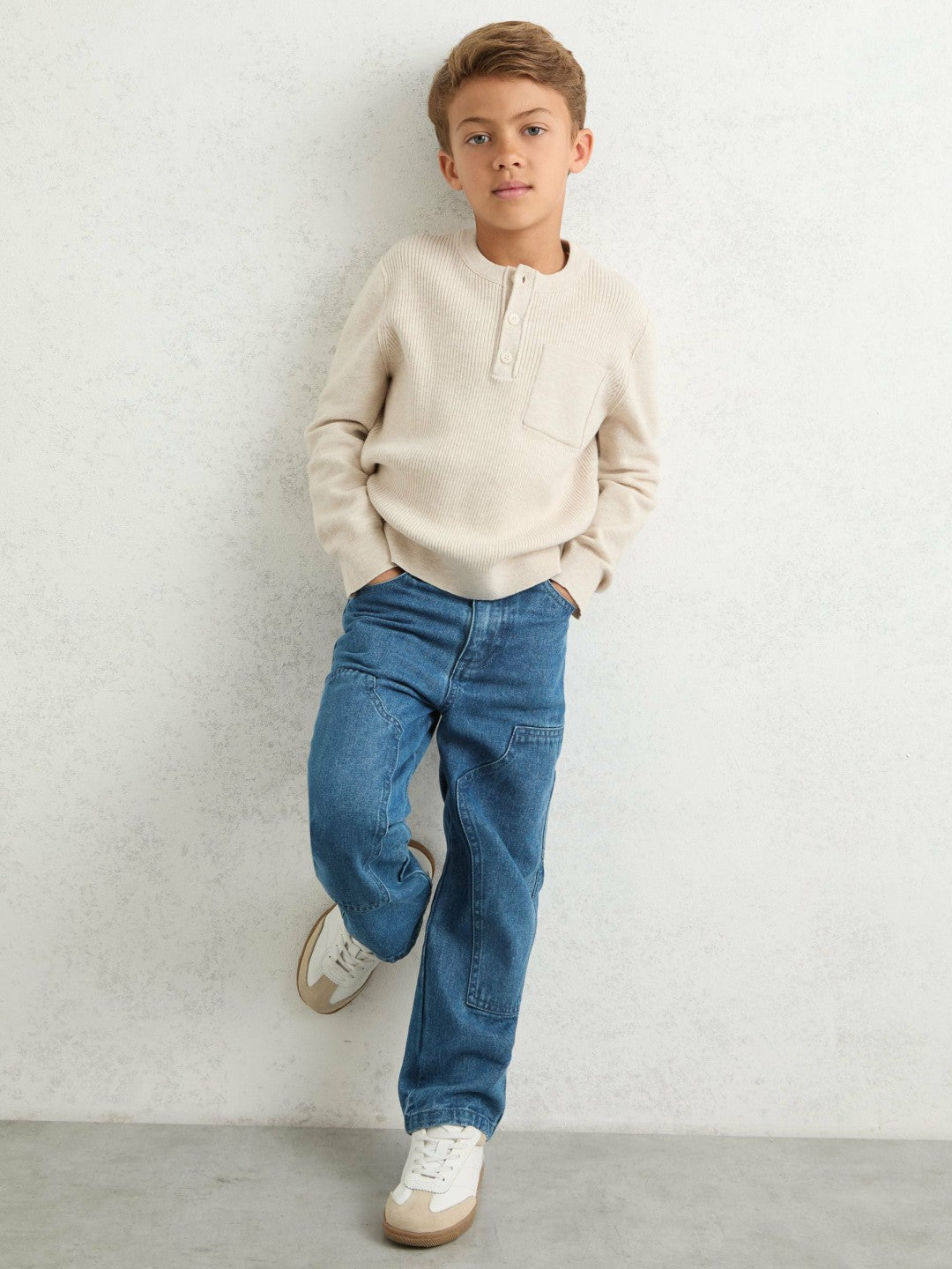 13-14 yrs Straight-Leg Carpenter Jeans in Mid Blue | Reiss USA