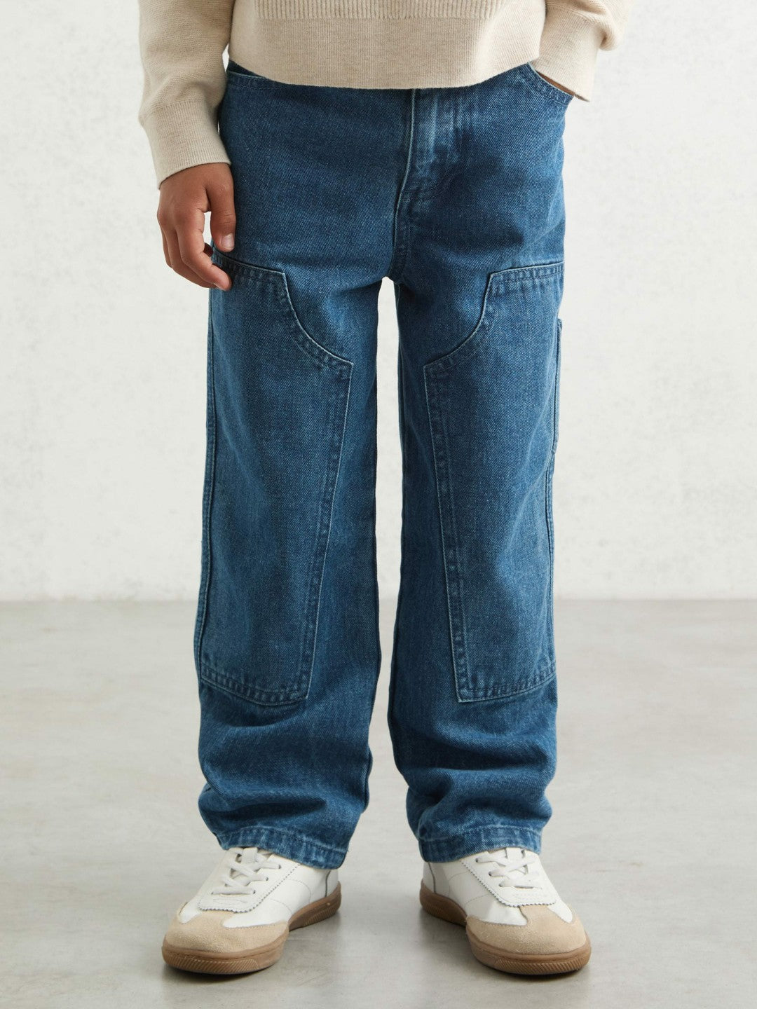 13-14 yrs Straight-Leg Carpenter Jeans in Mid Blue | Reiss USA