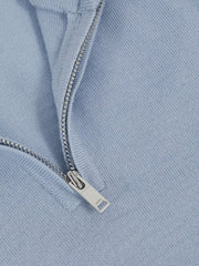 13-14 yrs Merino Wool Half-Zip Funnel Neck Jumper in Soft Blue Melange | Reiss