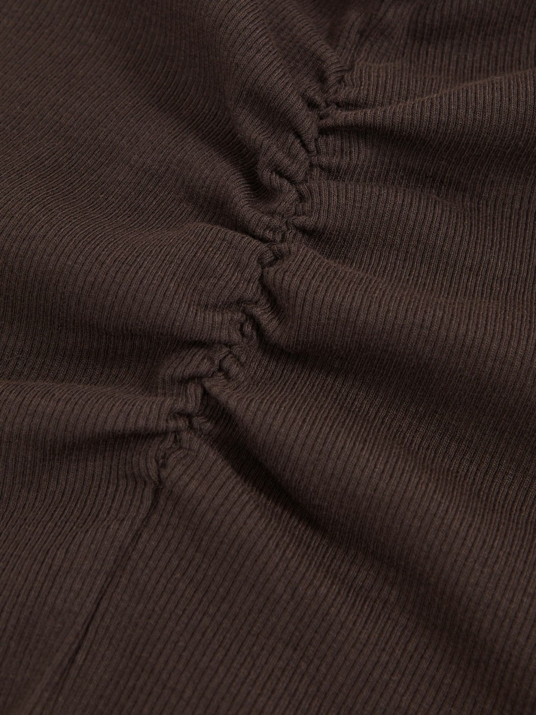 13-14 yrs Cotton Ruched Long-Sleeve T-Shirt with Stretch in Chocolate | Reiss