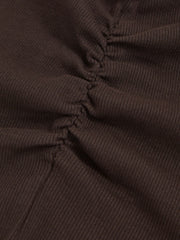 13-14 yrs Cotton Ruched Long-Sleeve T-Shirt with Stretch in Chocolate | Reiss