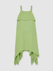 13-14 yrs Handkerchief-Hem Sleeveless Dress in Green | Reiss Sale
