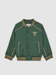 13-14 yrs Motor Cars Embroidered Bomber Jacket in Forest Green/Off White | Reiss USA