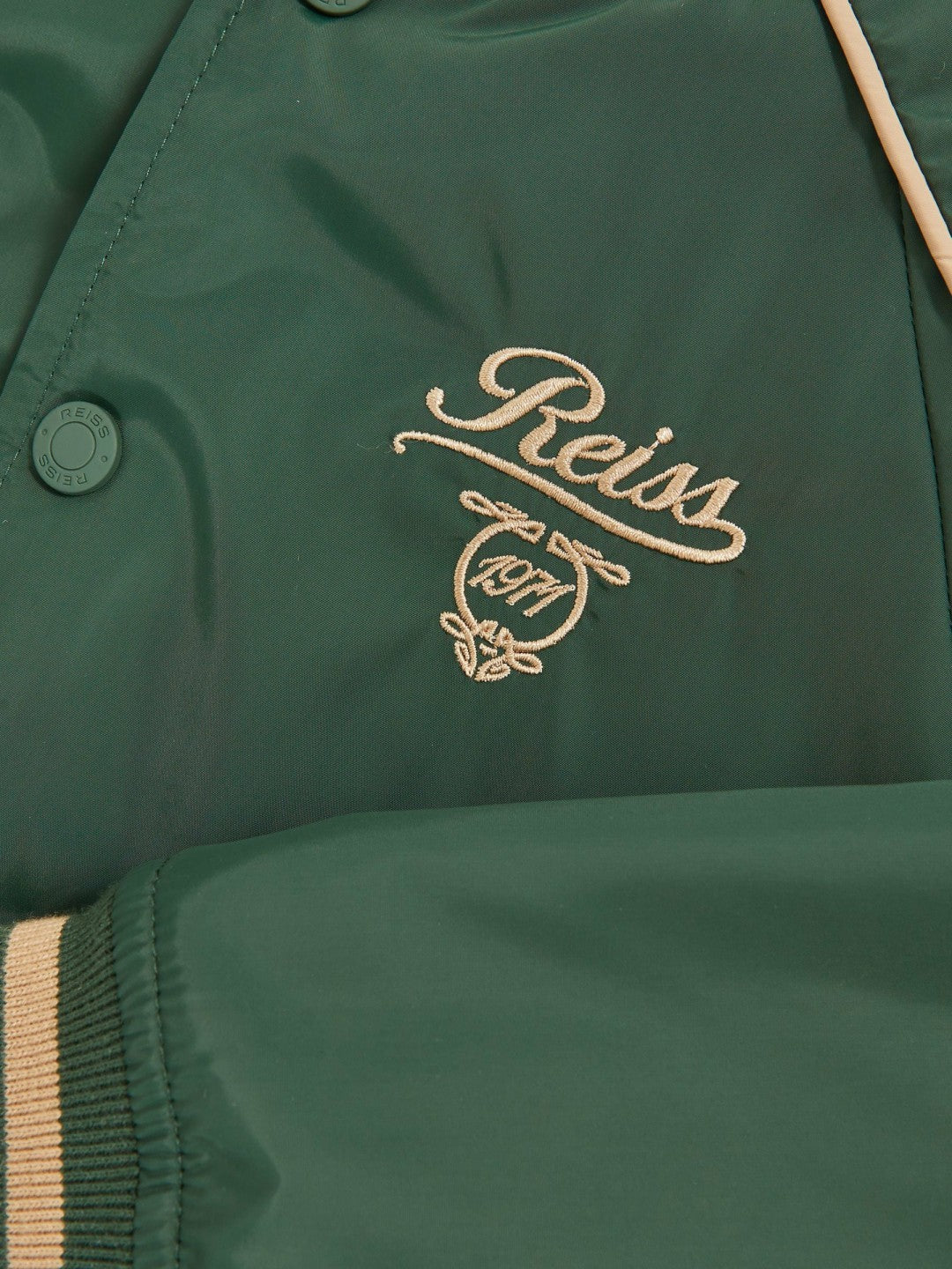 13-14 yrs Motor Cars Embroidered Bomber Jacket in Forest Green/Off White | Reiss USA