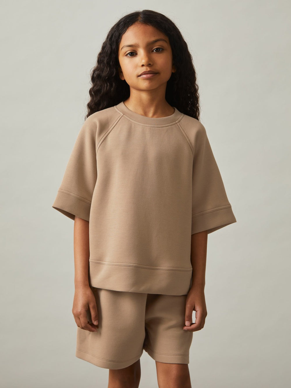 3-9 yrs Modal-Blend Sweatshirt And Shorts Set in Mink | Reiss For Sale