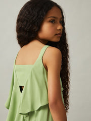 9-13 yrs Handkerchief-Hem Sleeveless Dress in Green | Reiss Near Me