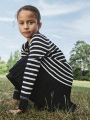 3-9 yrs Button-Detail Stripe Knitted Dress in Navy/White | Reiss For Sale