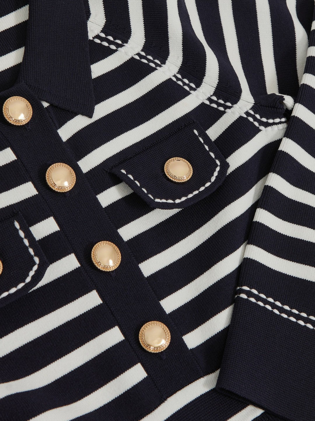 3-9 yrs Button-Detail Stripe Knitted Dress in Navy/White | Reiss For Sale