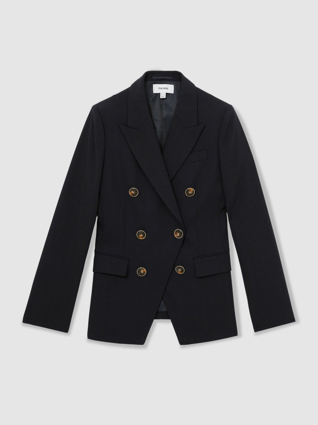 Petite Wool-Blend Double-Breasted Blazer in Navy | Reiss Sale