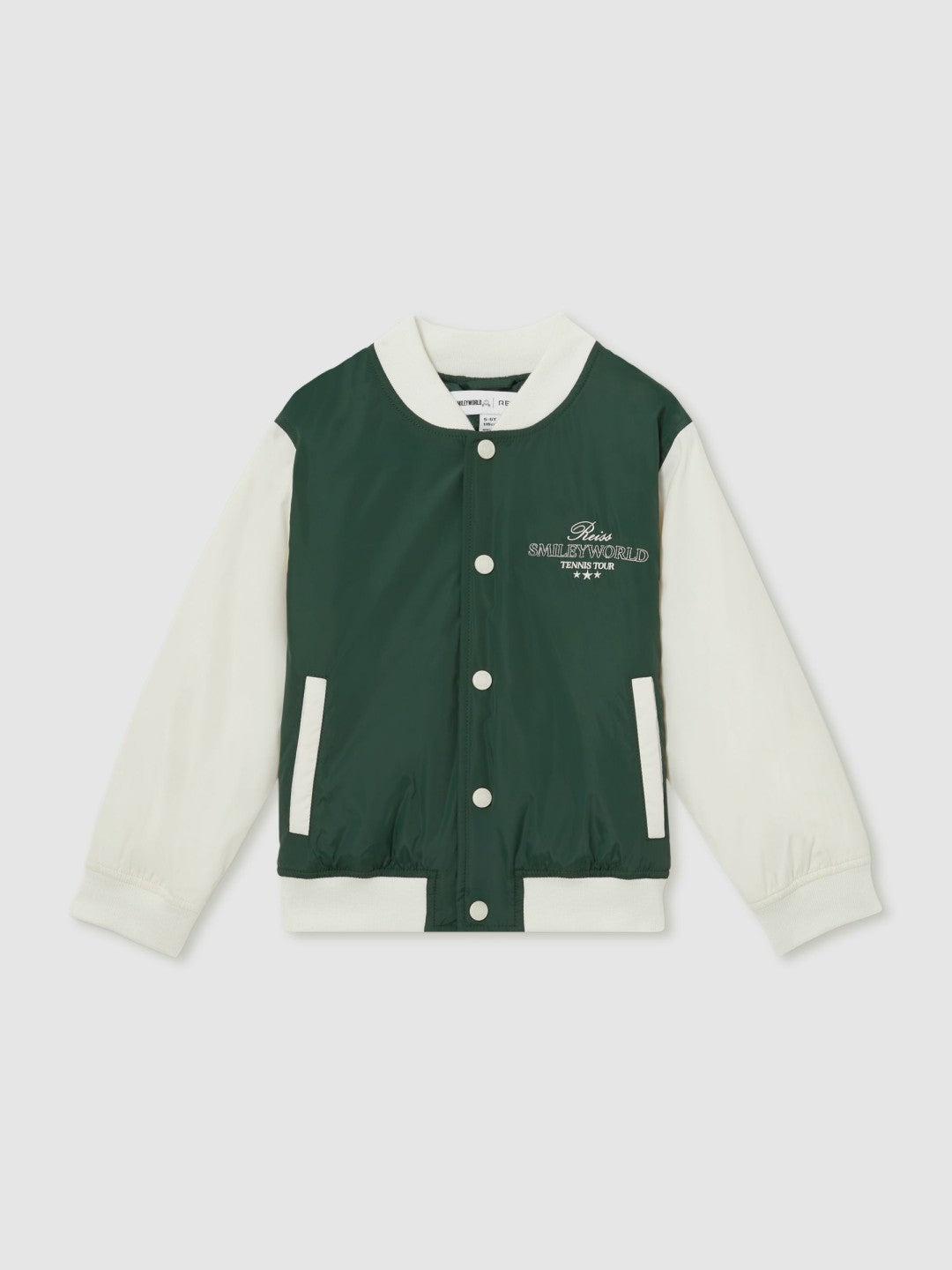 9-13 yrs SmileyWorld Bomber Jacket in Dark Green | Reiss US