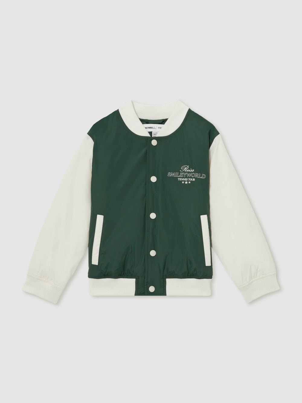 9-13 yrs SmileyWorld Bomber Jacket in Dark Green | Reiss US
