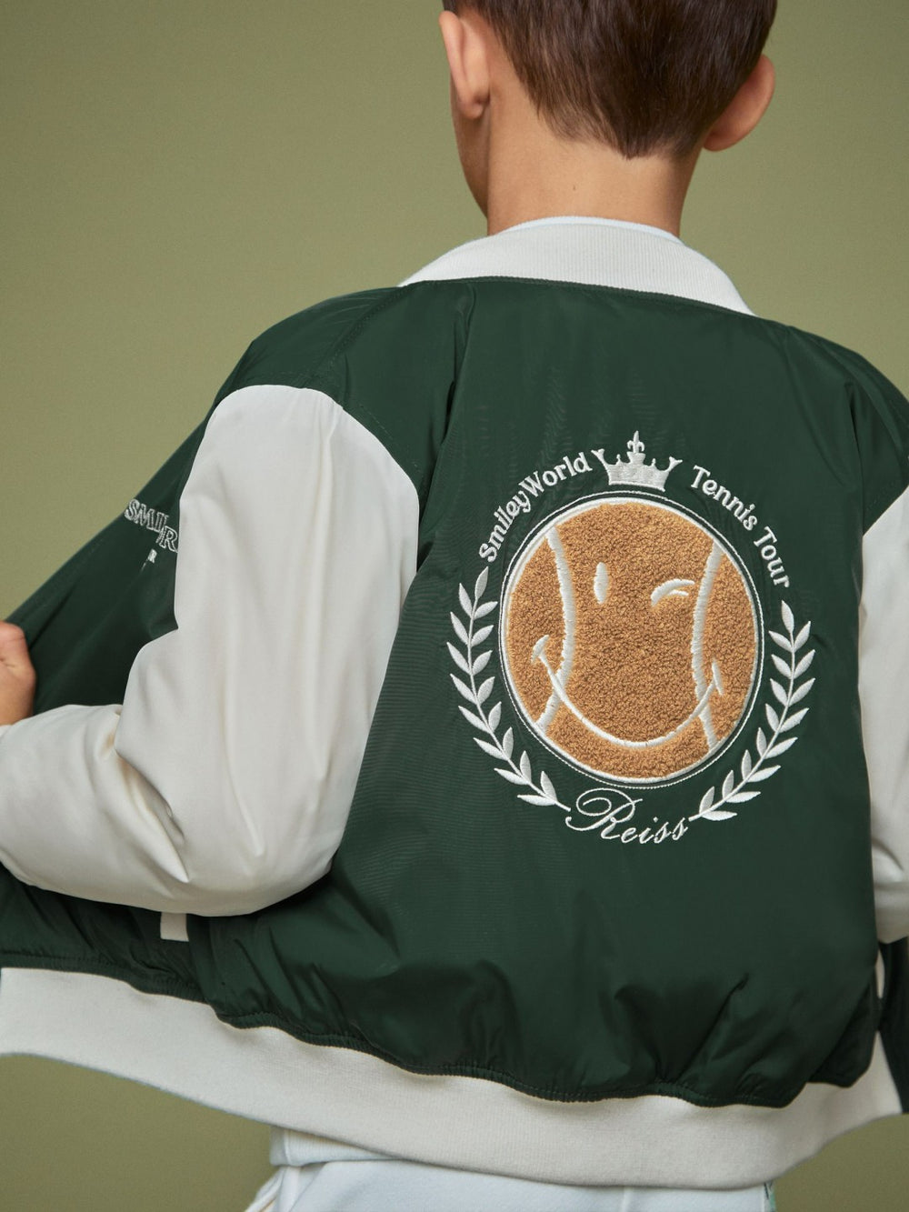 3-9 yrs SmileyWorld Bomber Jacket in Dark Green | Reiss Onsale
