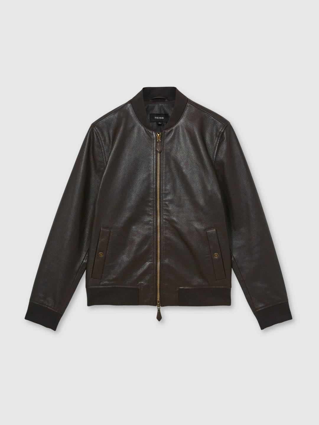 Leather Bomber Jacket in Brown | Reiss