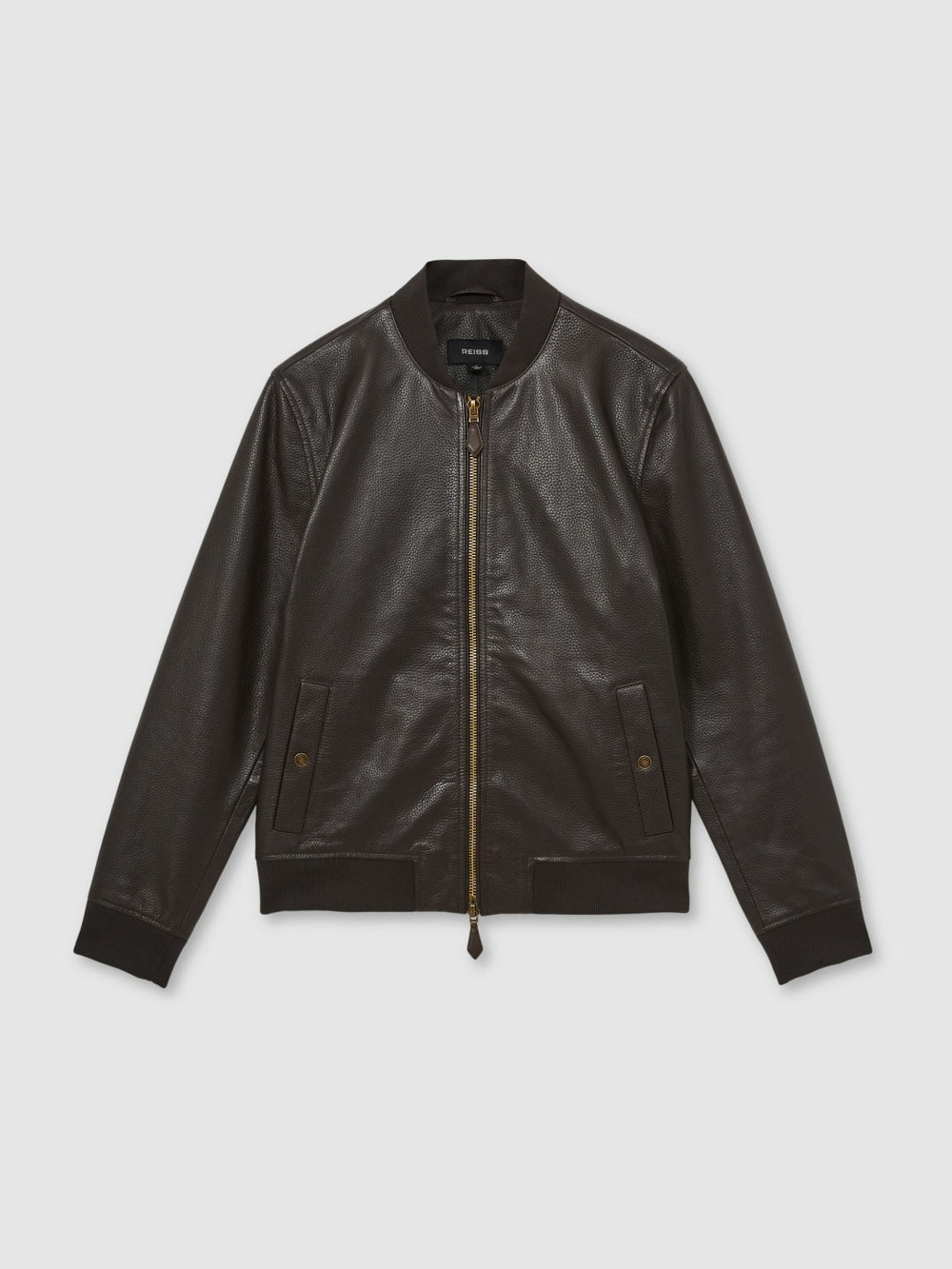 Leather Bomber Jacket in Brown | Reiss