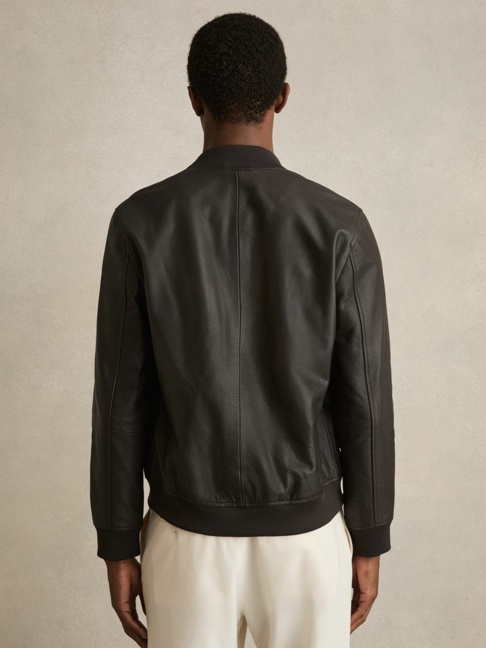Leather Bomber Jacket in Brown | Reiss