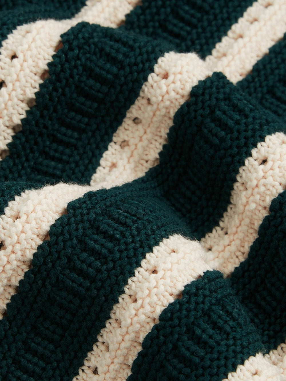 Cotton Blend Stripe Knit Polo Shirt in Dark Teal Green/Ecru | Reiss Discount