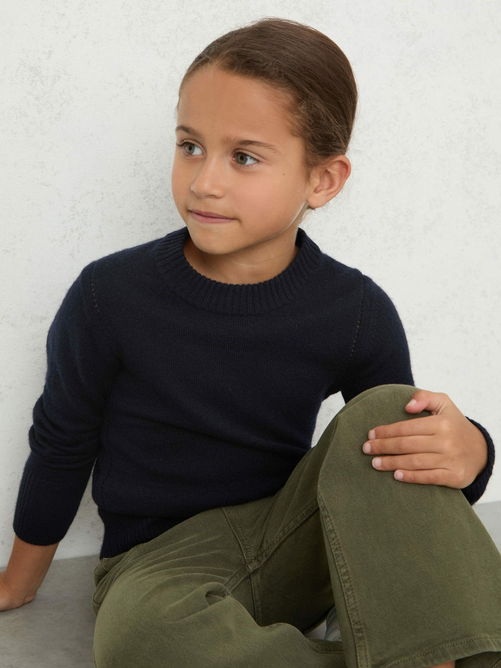 13-14 yrs Wool-Blend Open-Stitch Jumper with Cashmere in Navy | Reiss Near Me