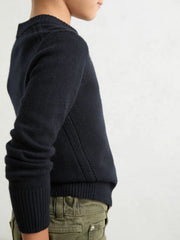 13-14 yrs Wool-Blend Open-Stitch Jumper with Cashmere in Navy | Reiss Near Me