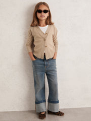 13-14 yrs Wool-Blend Fitted Cardigan With Cashmere in Neutral | Reiss Near Me