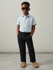 3-9 yrs Short Sleeve Linen Shirt in Pale Blue | Reiss Near Me