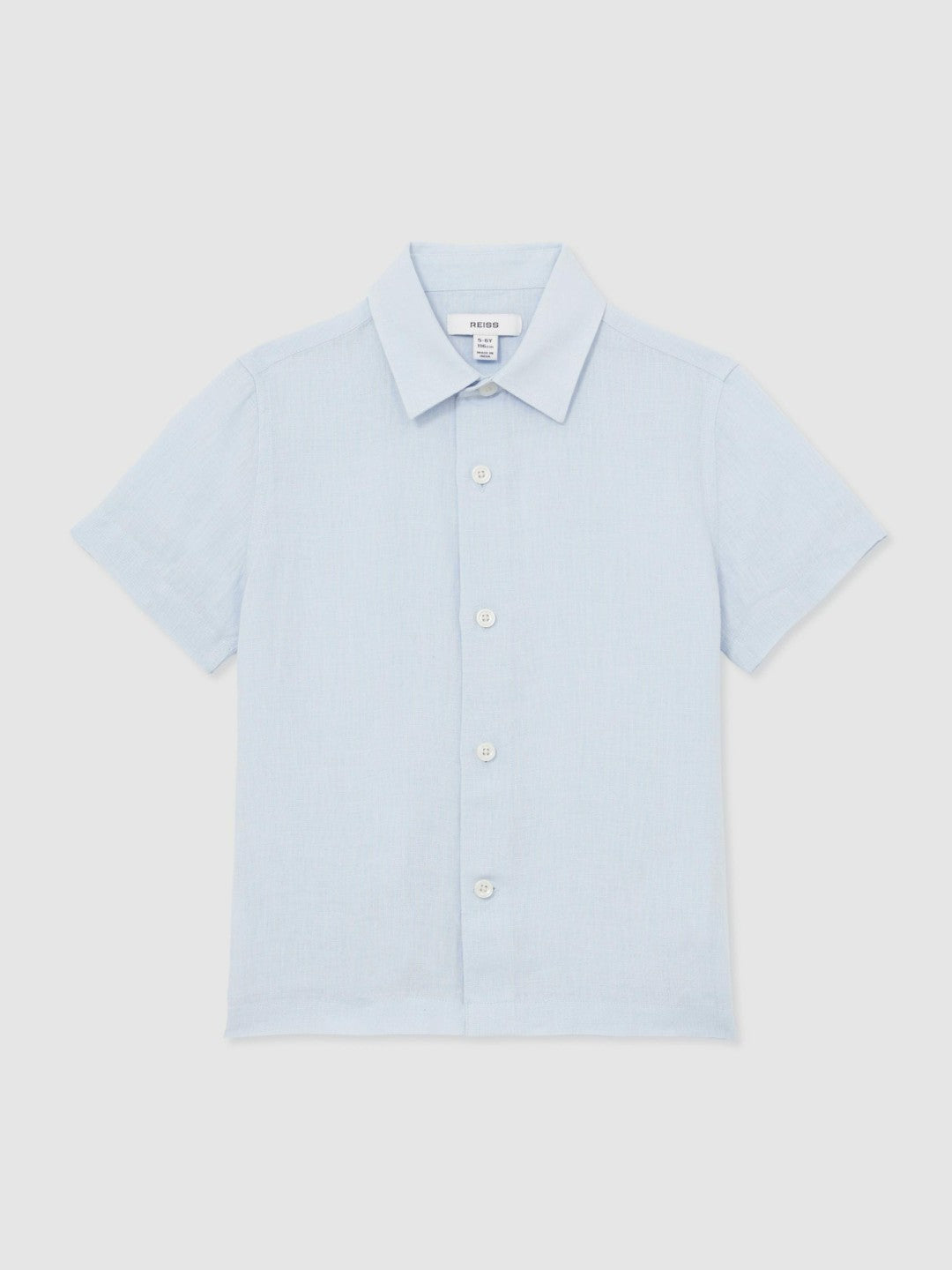 3-9 yrs Short Sleeve Linen Shirt in Pale Blue | Reiss Near Me
