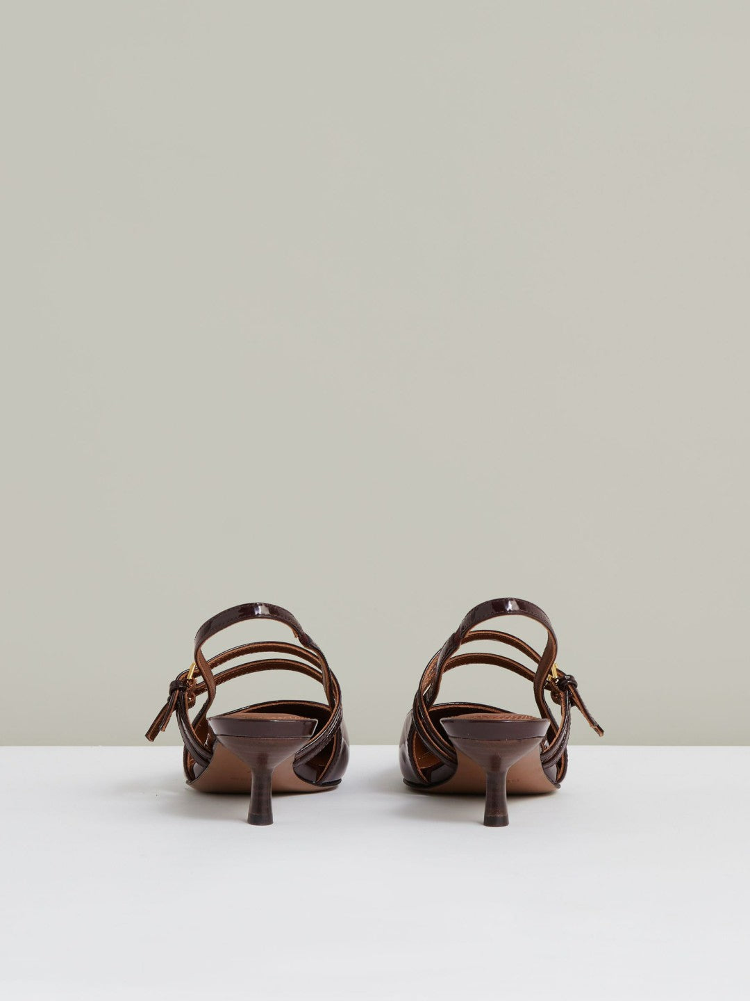 Leather Slingback Buckle Court Shoes in Oxblood | Reiss US