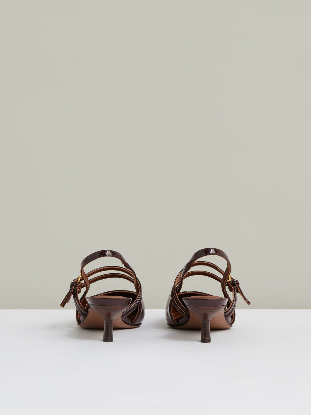 Leather Slingback Buckle Court Shoes in Oxblood | Reiss US