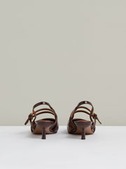 Leather Slingback Buckle Court Shoes in Oxblood | Reiss US