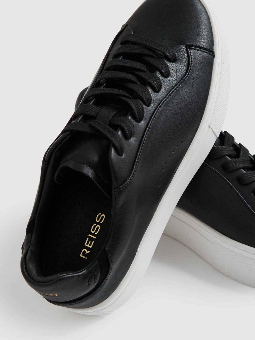 Leather Low-Top Trainers in Black | Reiss For Sale