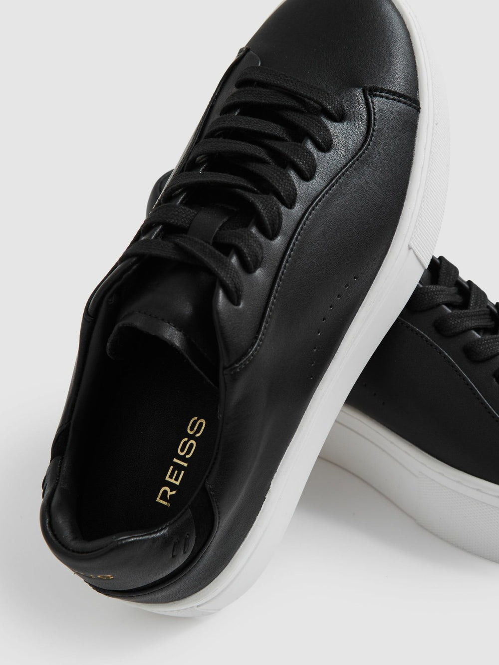 Leather Low-Top Trainers in Black | Reiss For Sale