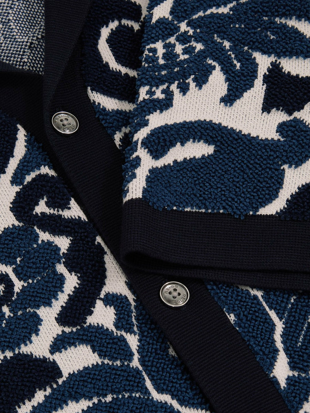 Paisley Jacquard Knit Shirt in Navy Blue/White | Reiss US