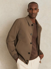 Technical Button Through Jacket in Chestnut Brown | Reiss US