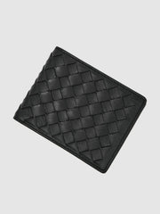 Leather Large Lattice-Effect Wallet in Black | Reiss