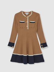 9-13 yrs Scallop-Trim Rib-Knit Dress in Camel | Reiss Onsale
