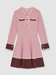 13-14 yrs Scallop-Trim Rib-Knit Dress in Pink | Reiss Discount