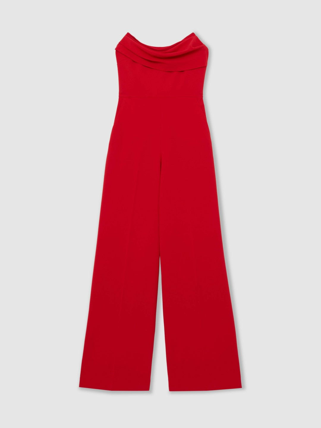 Structured Strapless Wide-Leg Jumpsuit in Red | Reiss Sale