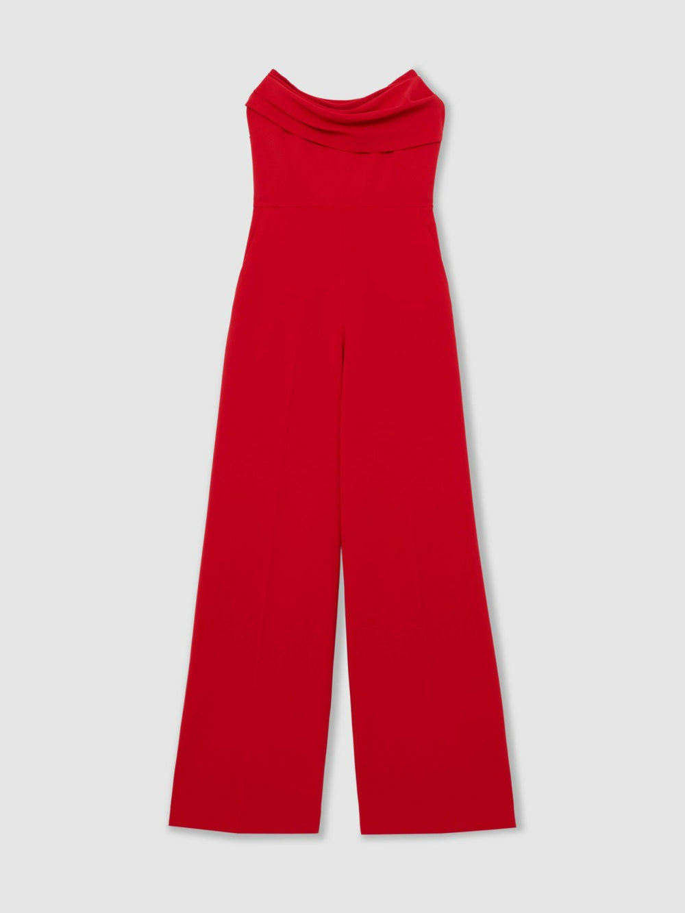 Structured Strapless Wide-Leg Jumpsuit in Red | Reiss Sale