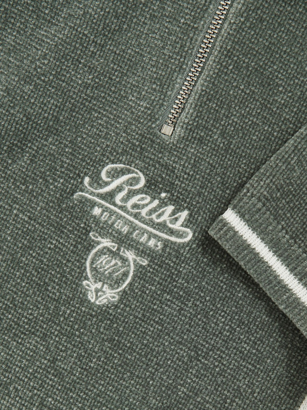 3-9 yrs Chenille Tipped Motor Cars Polo Shirt in Dark Sage Green/White | Reiss Onsale