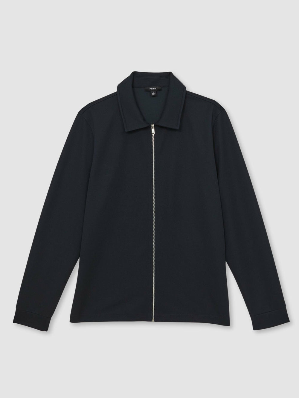 Textured Zip Through Overshirt in Navy | Reiss Near Me