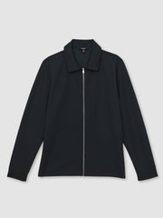 Textured Zip Through Overshirt in Navy | Reiss Near Me