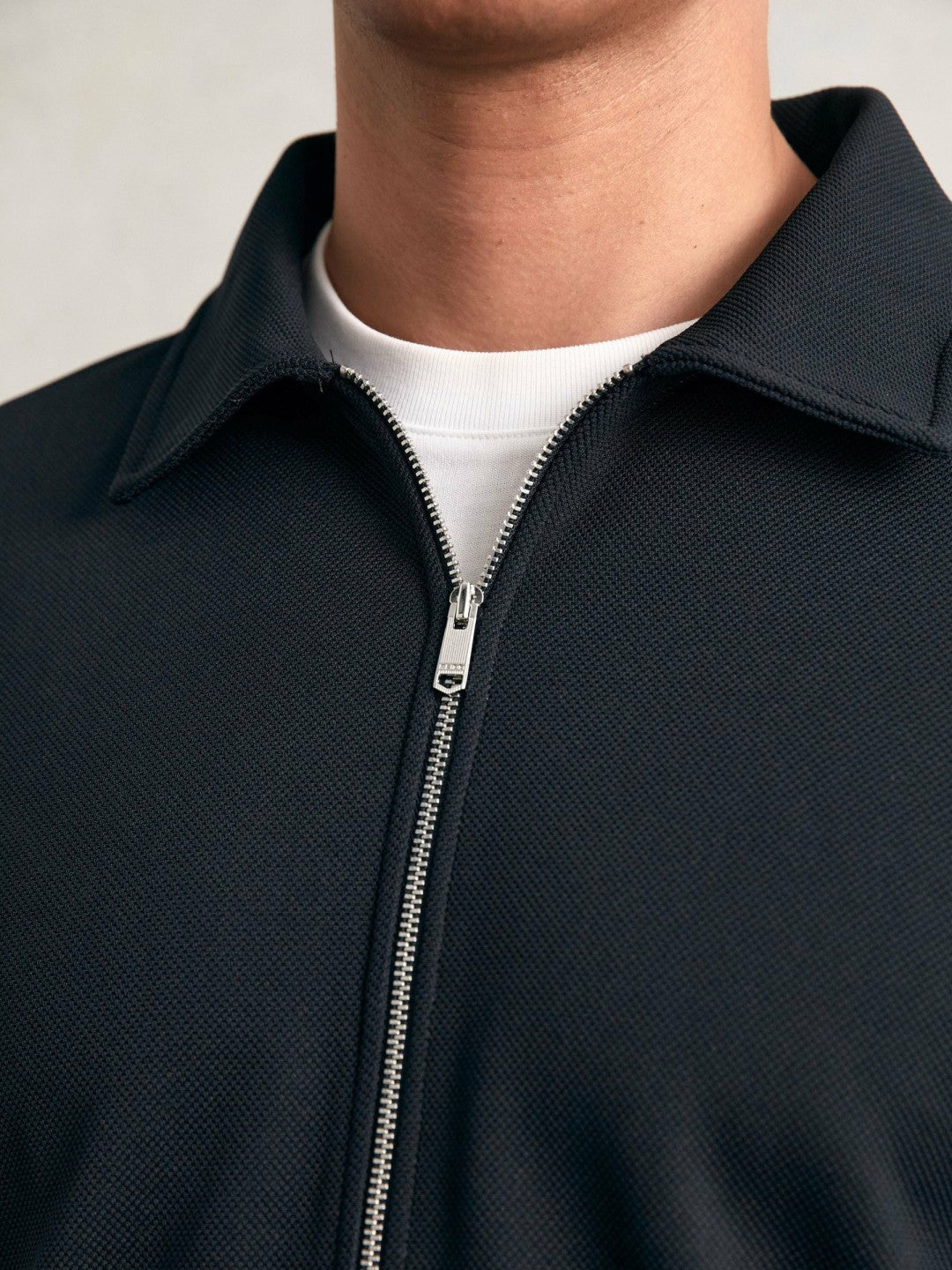 Textured Zip Through Overshirt in Navy | Reiss Near Me