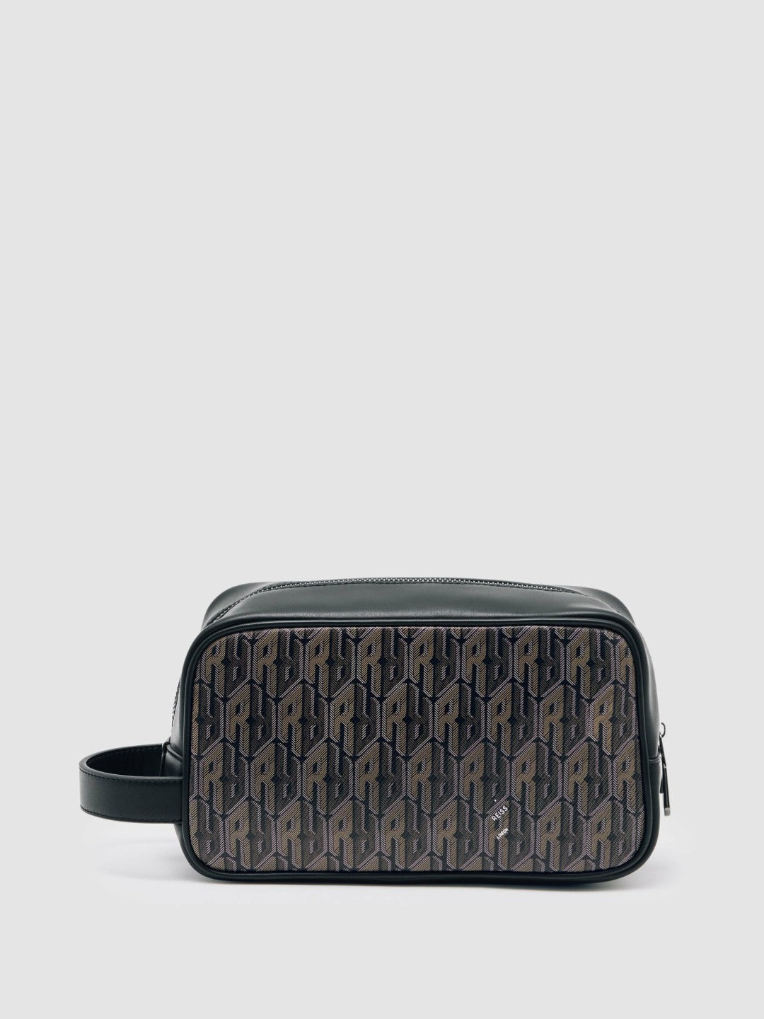 Coated Canvas Monogram Wash Bag in Grey Multi | Reiss US