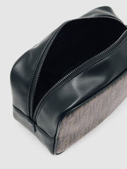 Coated Canvas Monogram Wash Bag in Grey Multi | Reiss US