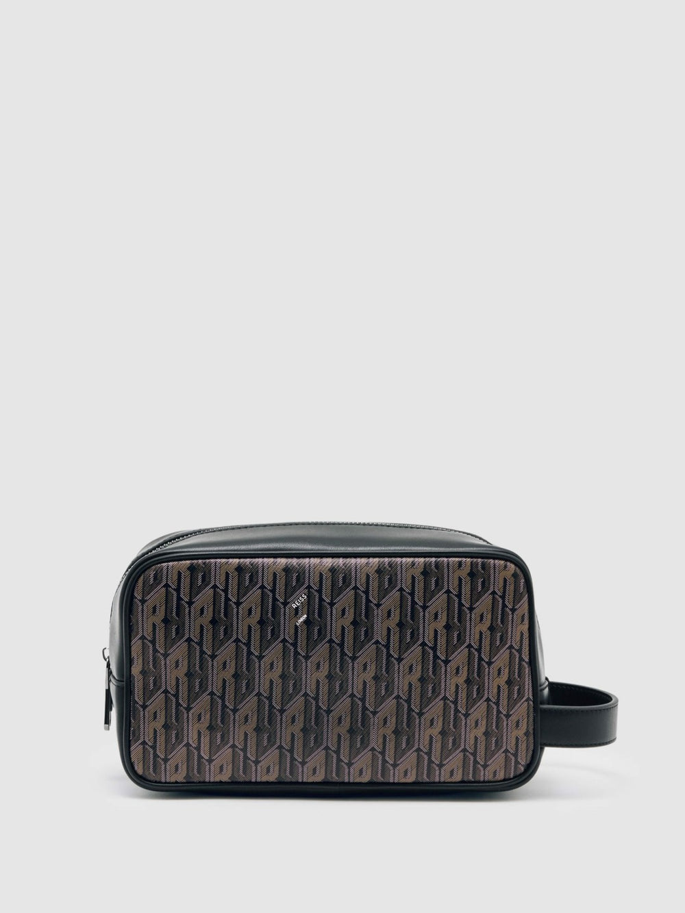 Coated Canvas Monogram Wash Bag in Grey Multi | Reiss US