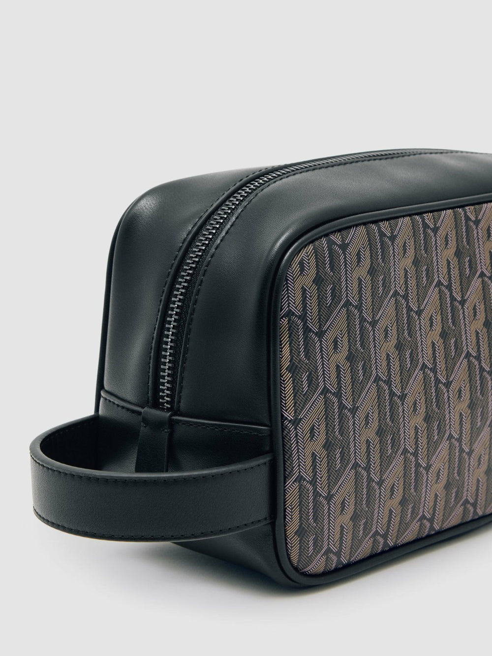 Coated Canvas Monogram Wash Bag in Grey Multi | Reiss US