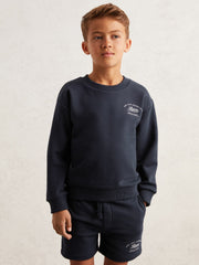 9-13 yrs Cotton Blend Motor Cars Sweatshirt in Washed Blue | Reiss Discount