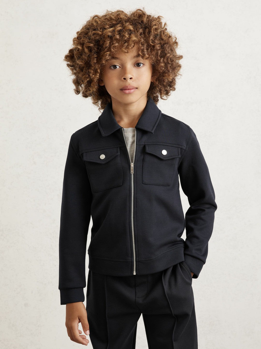 3-9 yrs Interlock Zip Through Overshirt in Navy Blue | Reiss For Sale