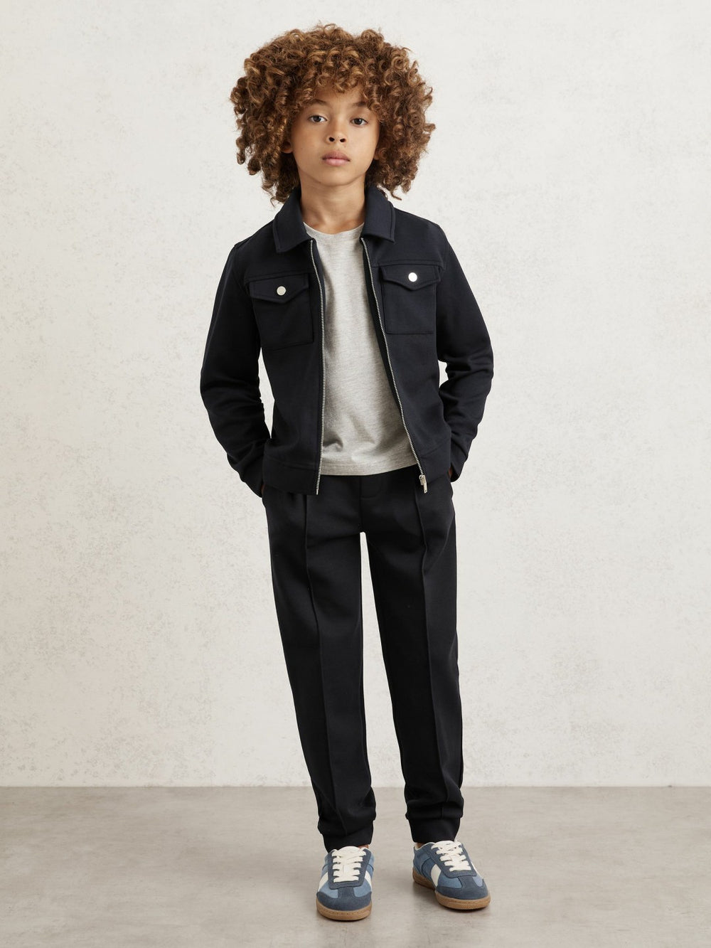 3-9 yrs Interlock Zip Through Overshirt in Navy Blue | Reiss For Sale