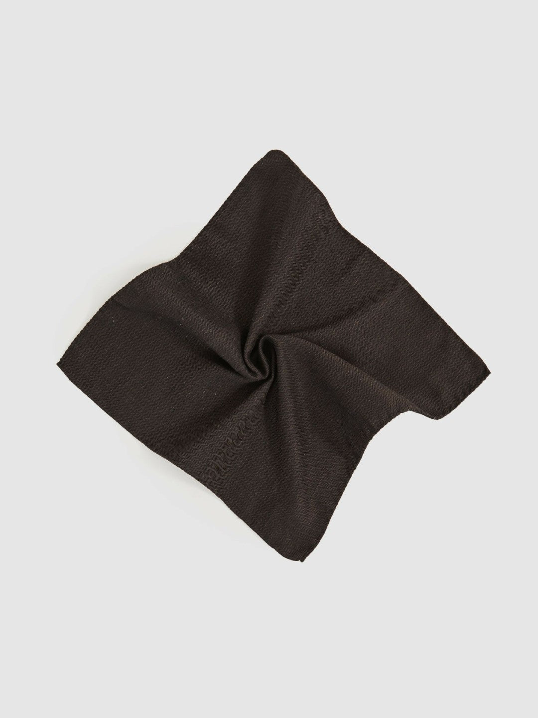 Silk Blend Herringbone Pocket Square in Chocolate Brown | Reiss